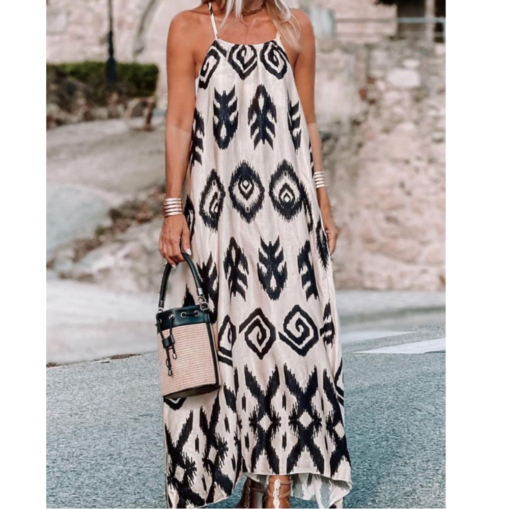 Aztec Print Long Maxi Dress
